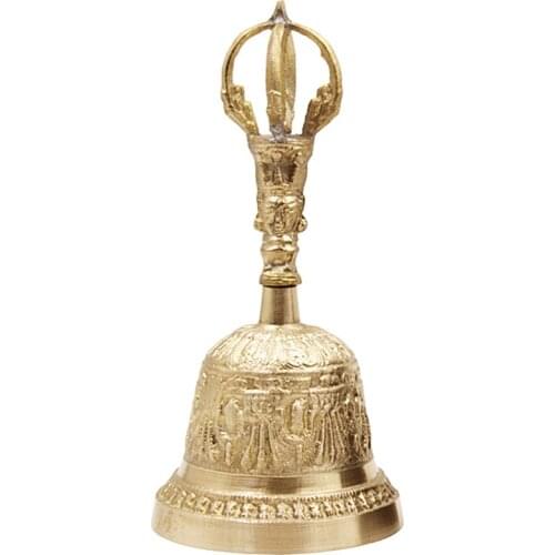 Portable FengShui Handmade Hand Bell Tea Meditation Alarm Prayer Tibetan Buddhist Bell Handmade Brass decor accessories