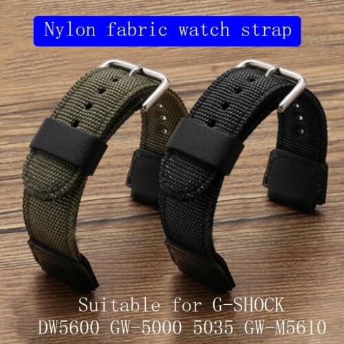 SummerWatch Strap Mens for Casio G-Shock DW5600 DW6900 GW-M5610 DW9600 16mm Nylon fabric rubber watch strap