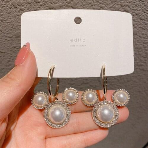 Fashion Animal Mouse Rhinestone Drop Earrings For Women Jewelry Modern Bijoux Shiny Crystal Dangle Earrings Party Gifts