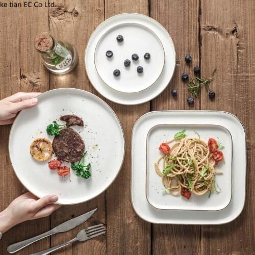 Nordic Phnom Penh Steak Plate Western Food Plate Ceramic plate tableware Home use 6/8/10 inch breakfast plate and salad plate