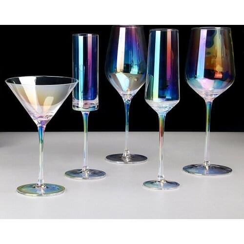 Wind rainbow glass gradual change seven color glass goblet northern Europe dazzle color wine glass champagne glass red wine glas