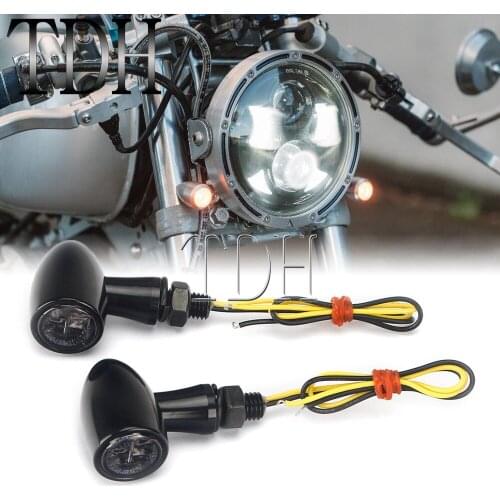 Universal Cafe Racer Retro Black Mini Bullet Motorcycle LED Turn Signal Indicator Light E13 Approved Front/Rear Direction Lamp