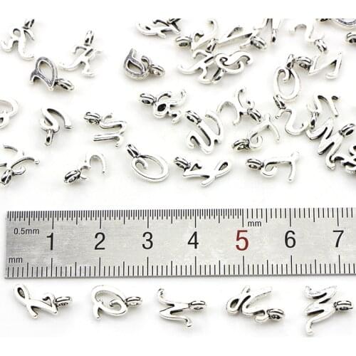 52pcs Stainless Steel Jewelry 26 Letter Pendant Antique Steel Fit Bracelets Necklace DIY Metal Charms For Jewelry Making