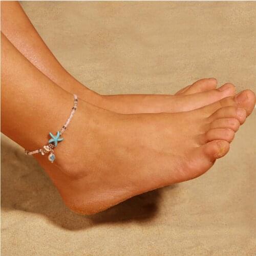 Shell Anklet Beads Starfish Anklets For Women 2018 Fashion Vintage Handmade Sandal Statement Bracelet Foot Boho Jewelry