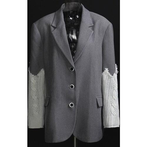 Women Wool Winter Coat Long Colorblock Oversize Loose Thick Single Breasted Casual 2021