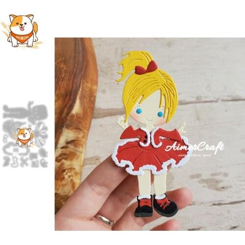 Winter Costume Girl Metal Cutting Dies Mold Scrapbooking Stencil DIY Embossing Craft Die Cuts Card Making New Dies For 2021