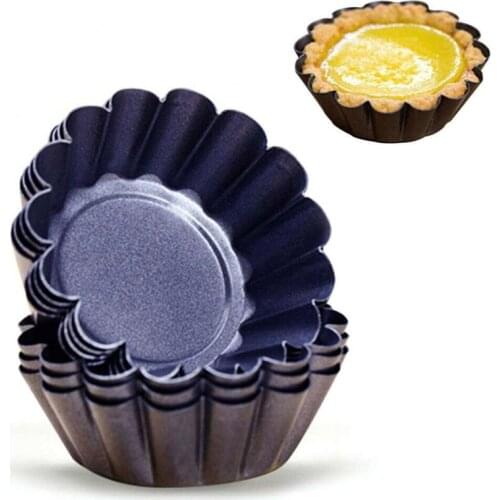 10 Pcs Reusable Silver Stainless Steel Cupcake Egg Tart Mold Cookie Pudding Mould Nonstick Cake Egg Baking Mold Pastry Tools