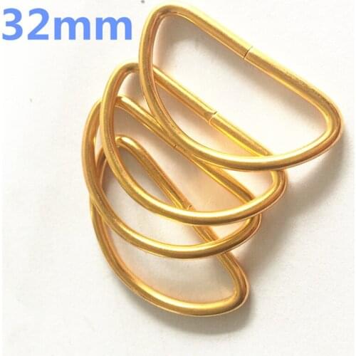 100pcs 32mm 1.25''IN Metal D-shaped Non-Welded Dee Rings Gold Plated D-Rings Webbing Strapping Bags Garment Accessories Buckle