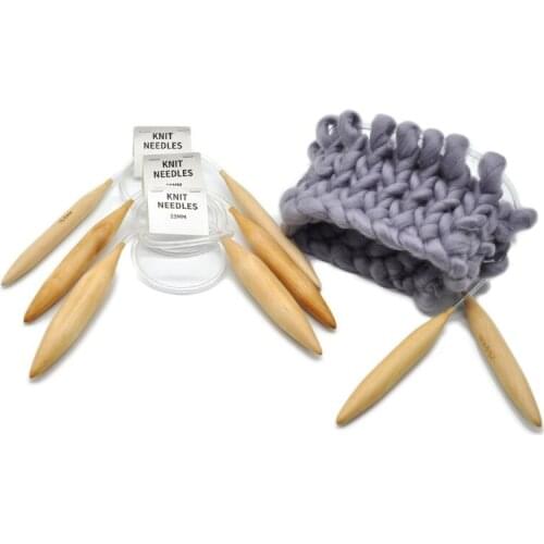 15/20/25mm Circular Wood Knitting Needles with Plastic Tube Sweater Crochet Hook