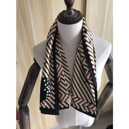 2019 fashion elegant stripe 100% silk scarf 90*90 cm square shawl hand made roll wrap for women lady free shipping