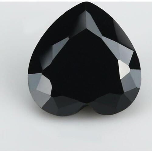 50PCS 3x3~15x15mm Heart Shape Loose CZ Stone Black Color AAAAA Cubic zirconia Synthetic stone For Jewelry DIY Gems Stone