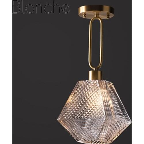 American Post-modern Ceiling Lamp Wrought Iron Clear Glass Shade Indoor Light Fixture Balcony Restaurant Bar Aisle Ceiling Light