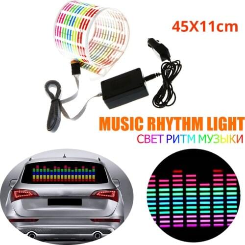 45X11CM Car Auto Music Rhythm Changed Jumpy Sticker LED Flash Light Lamp Activated Equalizer EL Sheet Rear Window Styling