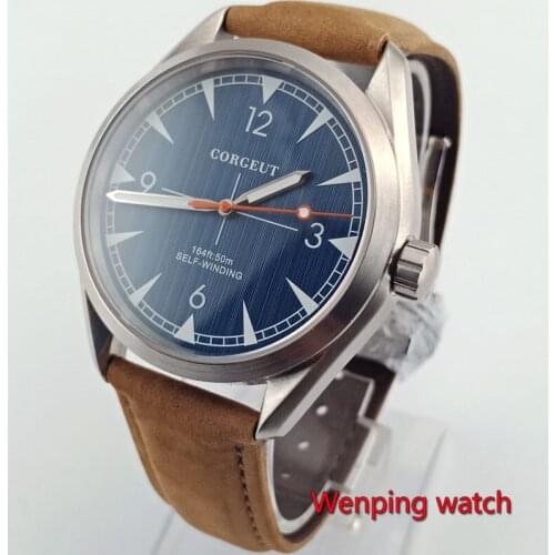 Solid 41mm mens watch blue dial luminous sapphire glass 5ATM water resistance Automatic hand watch men W2752