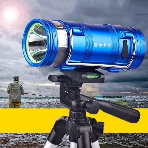 DHL/Fedex 40PCS Blue White Double Flashlight Fishing Lamp Dual Light Source Lamp Night Fishing Rechargeable Fishing Light