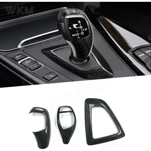 For 1 2 3 4 Series Carbon Fiber Material Gear Shift Handle Sleeve Cover Trim for BMW F20 F30 F32 F33 F36 2012-18 Accessaries LHD