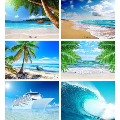 Sea Beach Palm Tree Photography Backdrop for Photograph Accessories Child Kids Baby Shower Vinyl Cloth Background Photo Studio