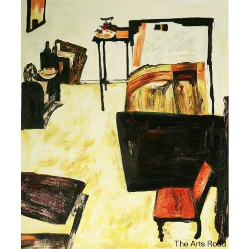 Livingroom in Neulengbach, 1911 by Egon Schiele Oil Painting Living Room Wall Decoration Hand Painted Art