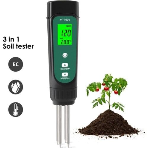 3 In 1 Soil EC Temperature Meter Moisture Tester Potted Gardening Agricultural Measuring Tool Conductivity Meter