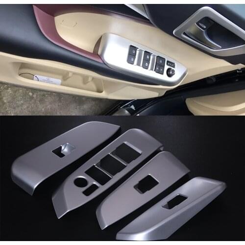 JEAZEA 4Pcs Car Interior ABS Door Window Switch Console Panel Cover Trim Decals Fit For Toyota Highlander 2014 2015 2016 2017