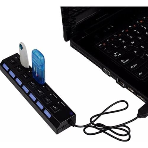 USB Hub 7 Ports USB 1.1 Hub Splitter With ON/OFF Switch Multi USB C Hab Converter Adapter For PC Computer Accessories