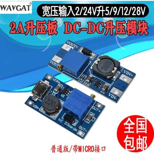 MT3608 DC-DC Boost Module 2A Boost Board Input Voltage 2-24V Rise 5/9/12 / -28V Adjustable