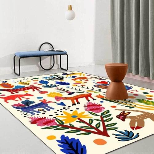 Cartoon Cute Floor Mats Color Animal Living Room Carpet 120x160cm Childrens Room Carpet Bedroom Bedside Carpet Area Rug Large