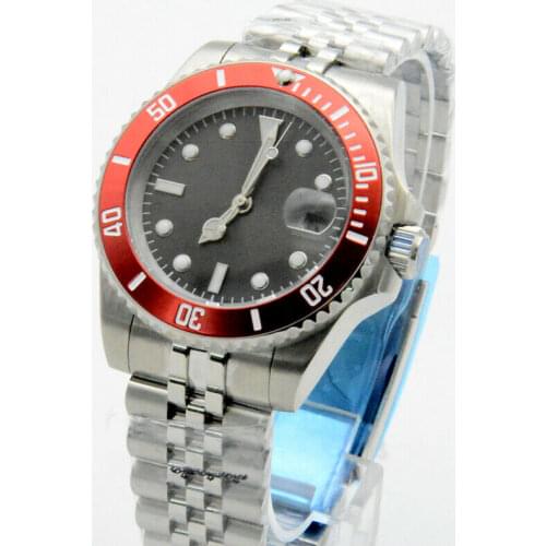 40mm Gray Dial Luminous Date Yacht Mens Automatic Mechanical Watch Stainless Steel Watch
