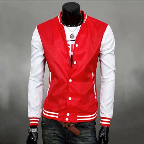 Men Casual Style Four Seasons Coat Stripe Slim Baseball Jacket Long Sleeves 005