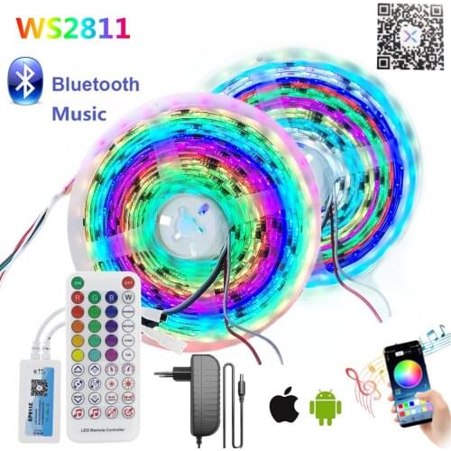 DC12V Bluetooth WS2811 Smart Pixel Led Strip Kit Voice Music Control For SceneX 5M 10M 5050 RGB IC Individually Addressable Tape