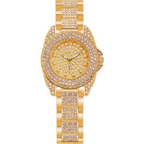 New Korean-Style Full Diamond Chain Womens Watch Gold Lucury Watch Women Gold Fashion Bracelet Watch 2020 Gift For Wife