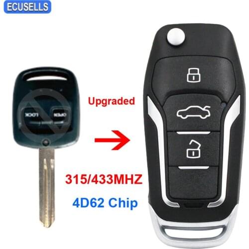 Upgraded Flip Remote Car Key Fob 315MHz / 433MHz with 4D62 Chip for Subaru Impreza Forester Liberty Outback NSN14 Uncut Blade