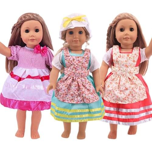 Doll Clothes Dress Floral Apron Princess Dress For 18 Inch American Doll Girls & 43 Cm Reborn Baby Clothes Our Generation Gifts