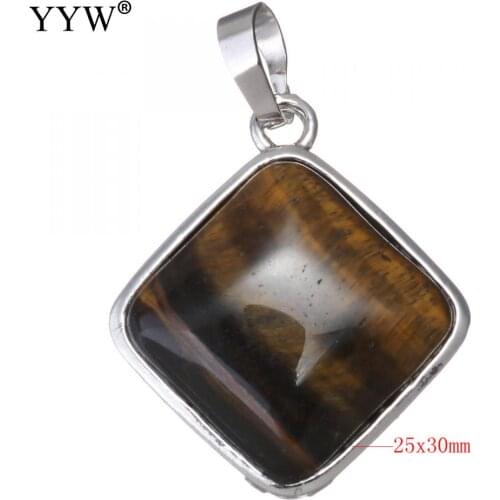 Wholesale Natural Crystal Stone Quartz Pendant Semi precious Rhombus Bead Natural Red Pendant women Necklaces Created