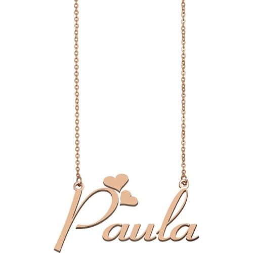 Paula Name Necklace Gold Custom Nameplate Necklace for Women Girls Best Friends Birthday Wedding Christmas Mother Days Gift
