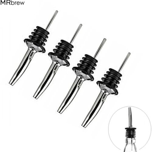 Stainless Steel Liquor Spirit Pourer Flow Wine Bottle Pour Spout Stopper Barware 4pcs/lot