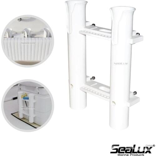 Sealux UV Stabilized PP Plastic 2 Tube Rod Holder Rack set for Marine Boat Yacht Fishing