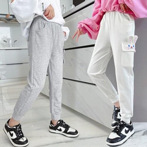 Sports Pants for Girls New 2021 Autumn Casual Style Clothes Childrens Fashion Cotton Loose Soft Cute Trousers 6 8 10 12 14Years