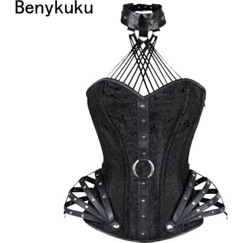 Steampunk Fashion Corsets for Women Gothic Clothing Sexy Halter Steel Boned Waist Training Corset Tops Bustiers Strap Lingerie
