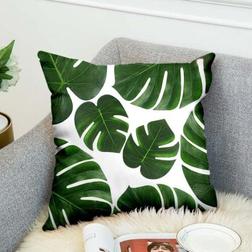 Tropical Plants Pillow Case Polyester Decorative Pillowcases Green Leaves Throw Pillow Cover Square Poszewki Na Poduszki style4