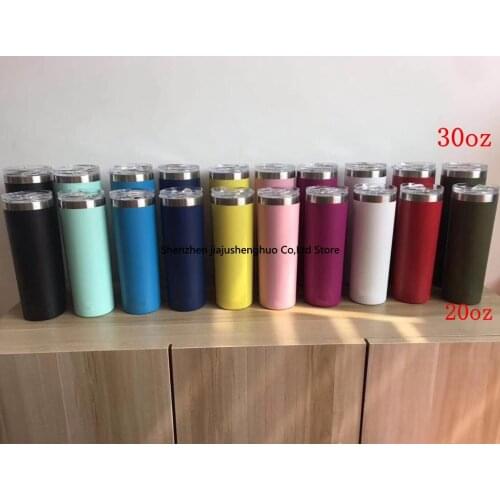 50pcs 20oz 30oz Tumbler Double Wall Stainless Steel Vacuum Tumbler Vacuum Insulated Straight Cups Flask Beer Coffee Mugs