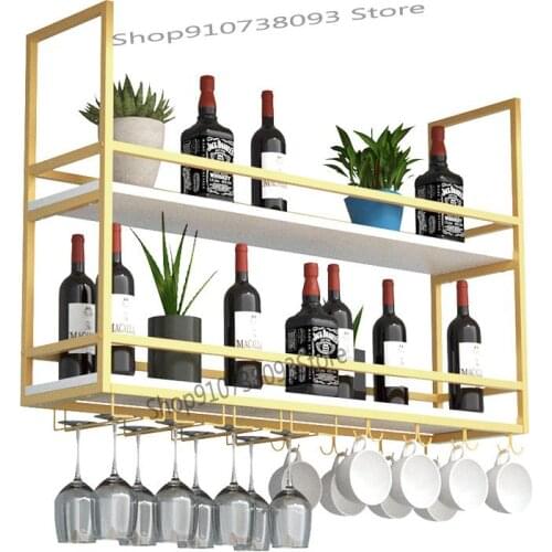 Wrought iron bar hanger upside down wine glass rack household hanging wine cabinet wine rack hanging rack decorative storage rac