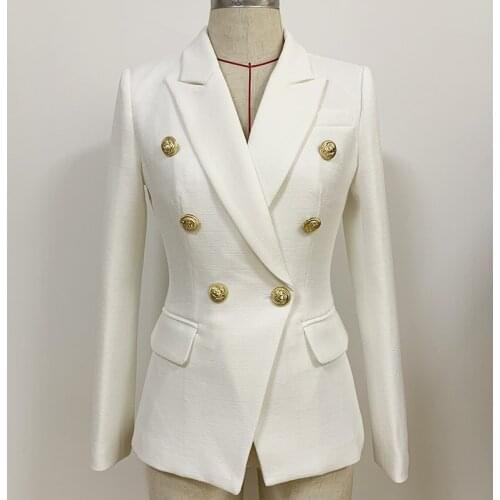 HIGH QUALITY Newest 2021 Baroque Designer Blazer Jacket Womens Classic Metal Lion Buttons Double Breasted Slim Fitting Blazer
