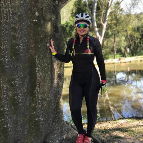 Triathlon Womens Cycling Coverall Jumpsuit Little Monkey Long Leg Sleeve Bike Jersey Set Thin Bicycle Running Skinsuit MTB Suit