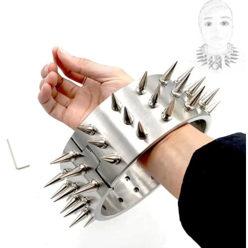 1.8KG Keavy Stainless Steel Fetish Sex Toys Neck Collar BDSM Slave Restraint 3 Row Detachable Spike Choker Women Men Adult Game