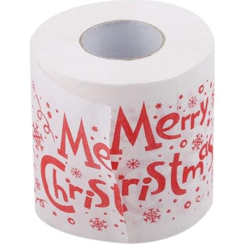 1 Roll Santa Claus Printed Merry Christmas Toilet Paper Tissue Table Room Decor Christmas Party Ornament DIY Craft Paper