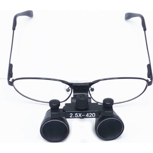 2.5x420mm Dental Loupes Surgical Binocular Loupe Magnifier Head Light black loupes aluminum frame high quality