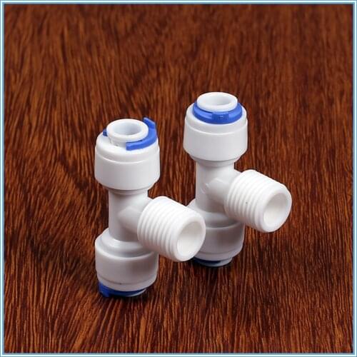 5PCS 1/4"-1/4" Male - 1/4" OD Tube Tee Type PE Pipe Fitting Hose Quick Connector Aquarium RO Water Filter Reverse Osmosis System