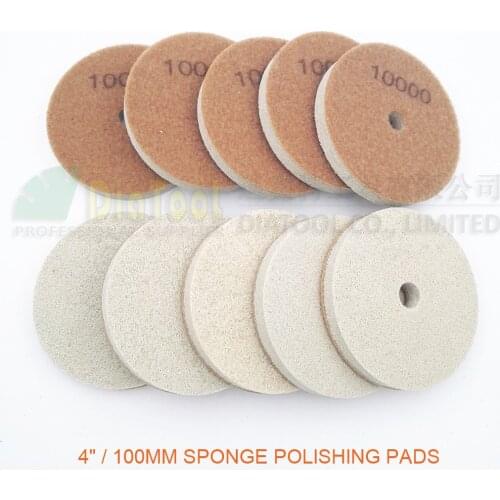DIATOOL 10pcs 100MM Diamond Sponge Polishing Pads For Soft Stone Marble Artificial Stone Terrazzo Floor Grit #10000 Dia 4inch