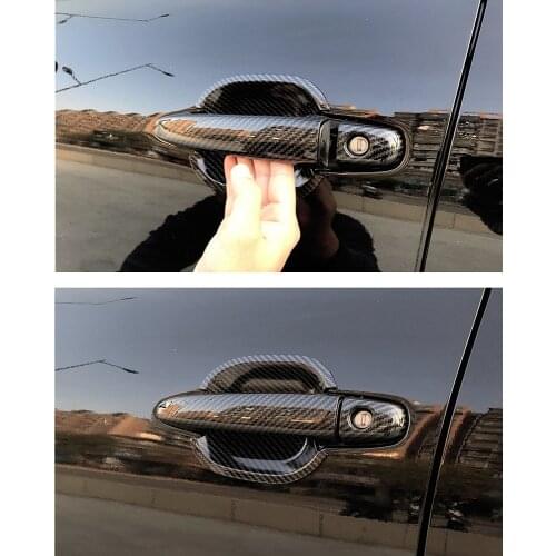 For Toyota Highlander 2007 2012 Carbon Fiber Printed Car Exterior Door Handle Cover Door Bowl Moulding Trim For Camry 2007 2011